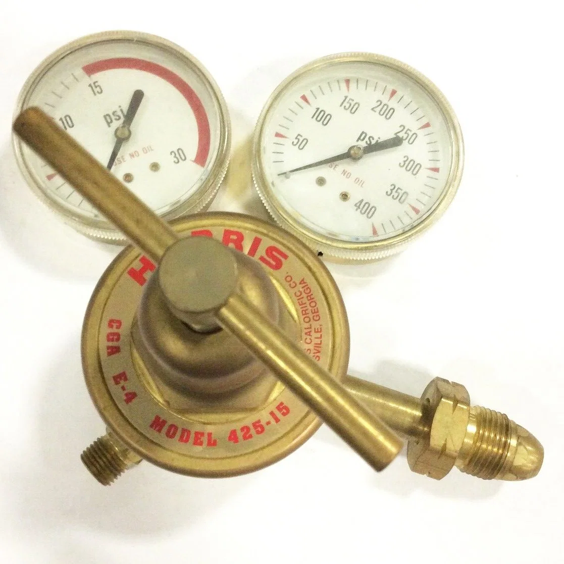 C2h2 Acetylene Ethyne Cylinder Gas Regulators with Pressure Gauges Harris Type Model 425-15-510 3000815 0-15 Psi 400 Psi Cga510