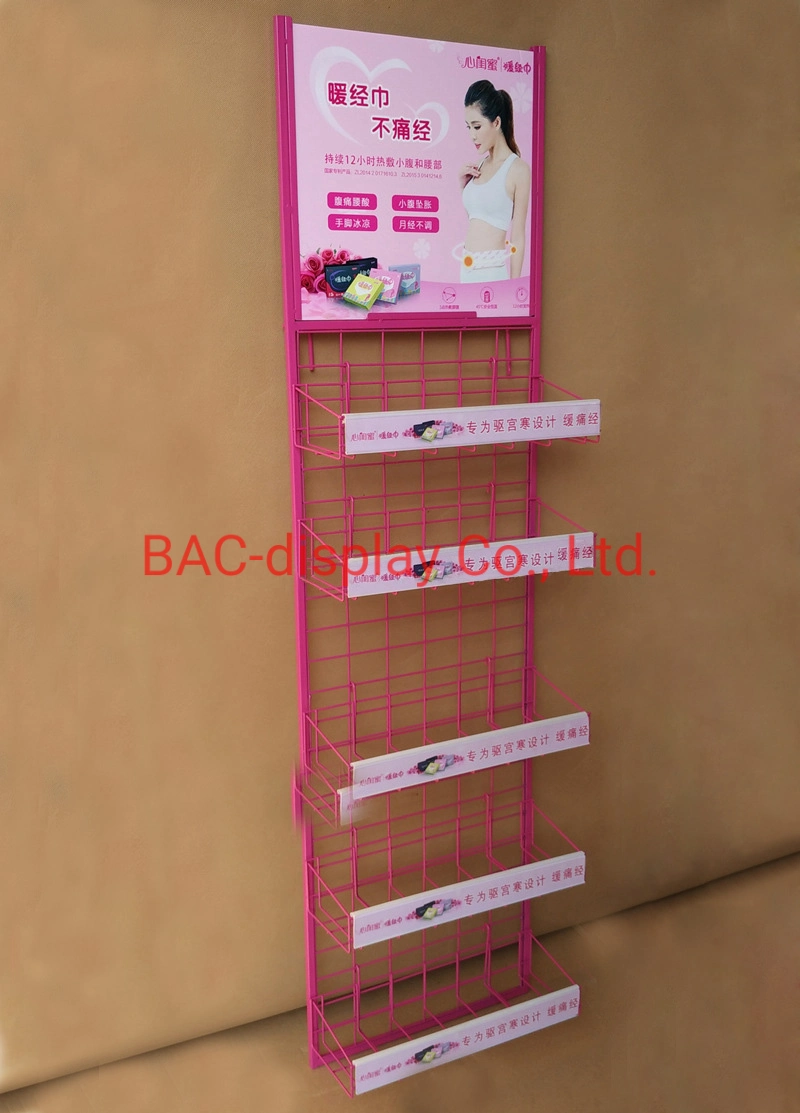 China Manufacturer Pink Iron Display Rack for Sanitary Towel