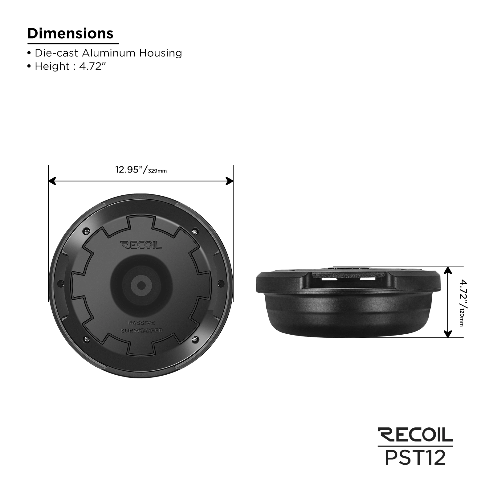 Edge Pst12 Hidden 12&rdquor; Passive Car Audio Spare Tire Subwoofer System