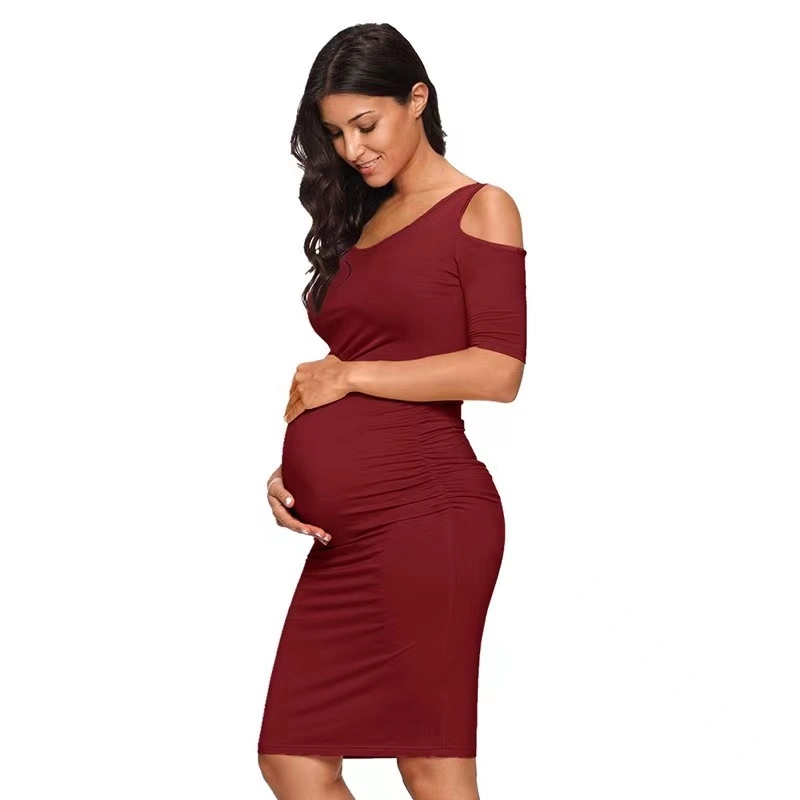 Women New Slit Sleeve Shoulder Maternity Dress