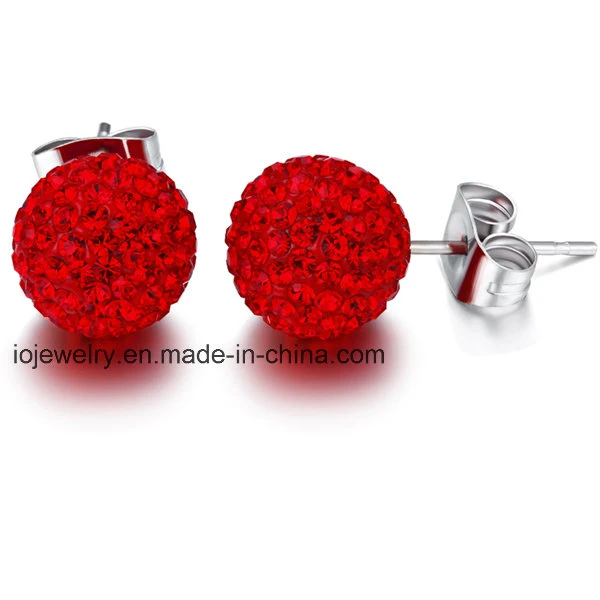 Stainless Steel Crystal Body Piering Jewelry Ball Stud Earrings