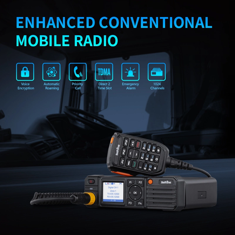 Base Radio Vehicular Interphone 50 Watts Long Range Mobile Radio with LCD Display