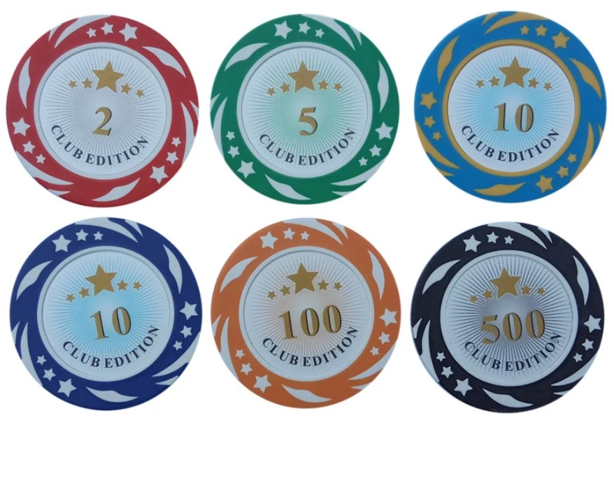 Fabricant de nouvelle conception de la puce de Poker coin jeu de puces d'argile 13,5 g de copeaux de plastique produits en promotion