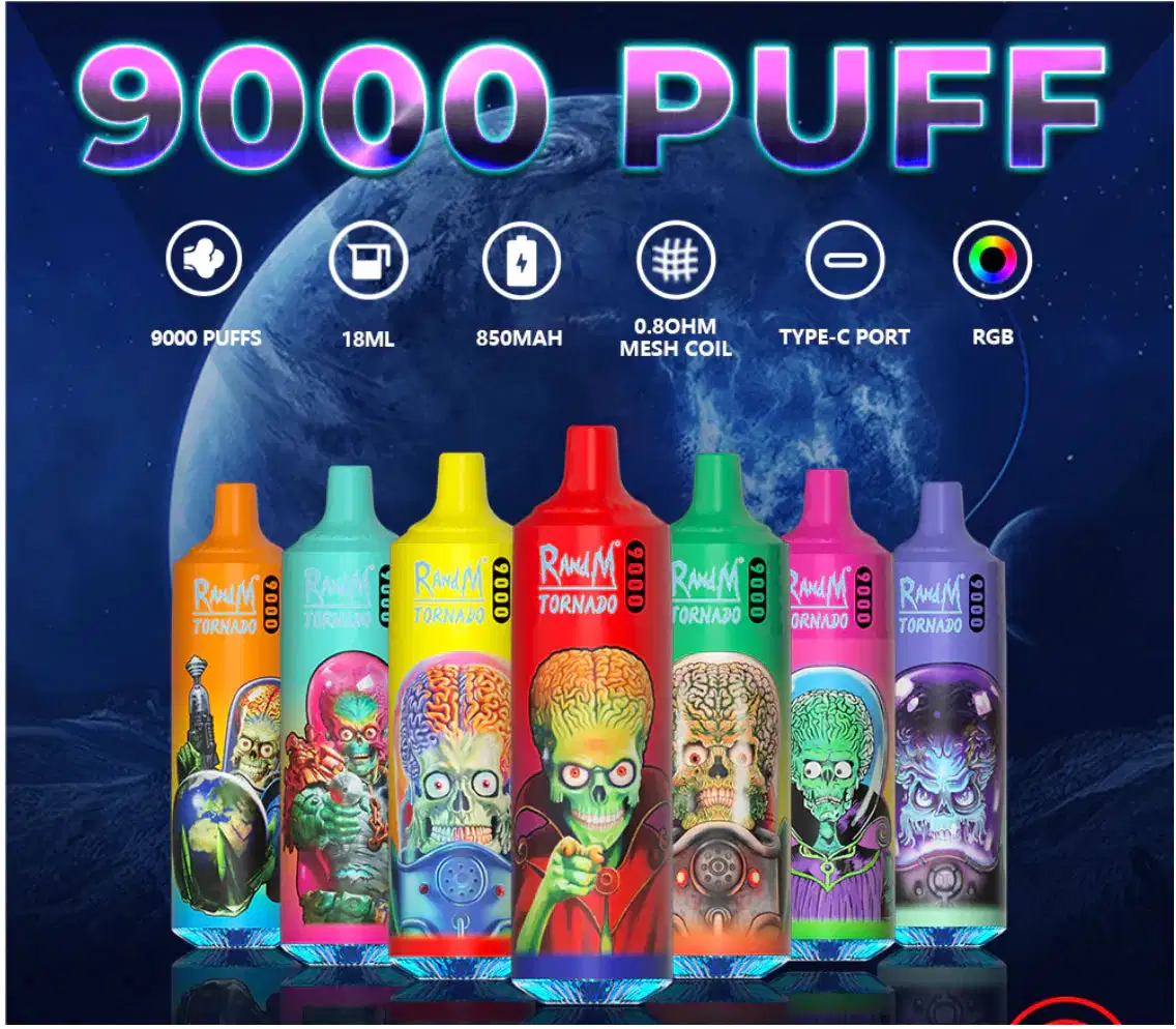 56 Regelmäßige Geschmacksrichtungen Original Randm Tornado 7000 Puffs Einweg-Vape Stift 2 % und 5 % blinkend RGB Tank Design 850mAh Typ C Wiederaufladbare Mini E-Zigarette