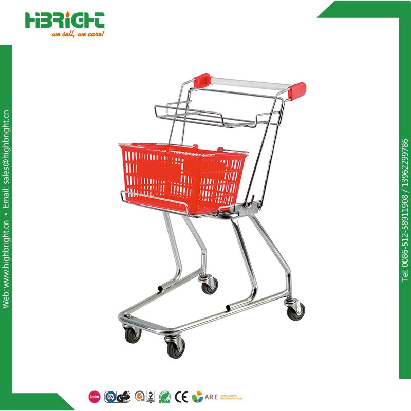 Plastic PP Basket Trolley Double Layer Shopping Cart