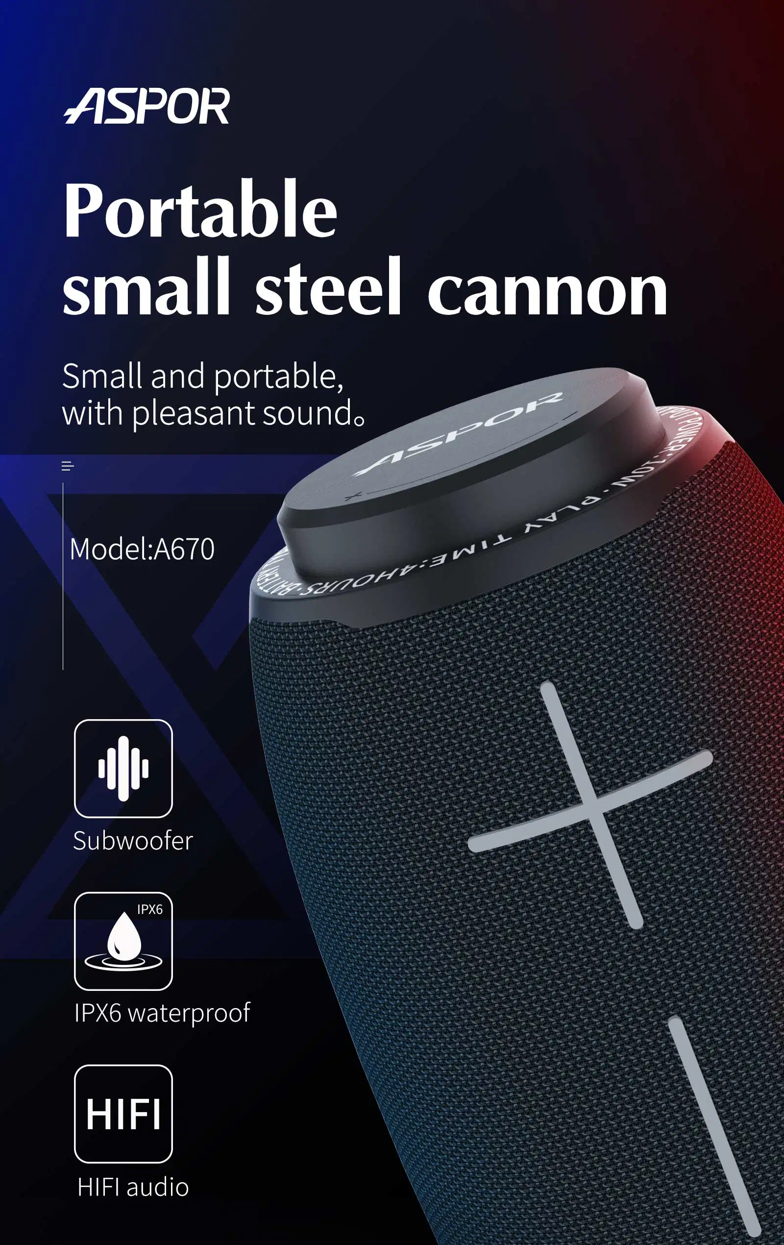 5.0 Multimedia Speaker Black /Dark Blue/Red Bluetooth Mini Speaker China Manufacture Supplier Hot Selling Mini Tws USB/TF/FM/Aux Portable Wireless Bluetooth