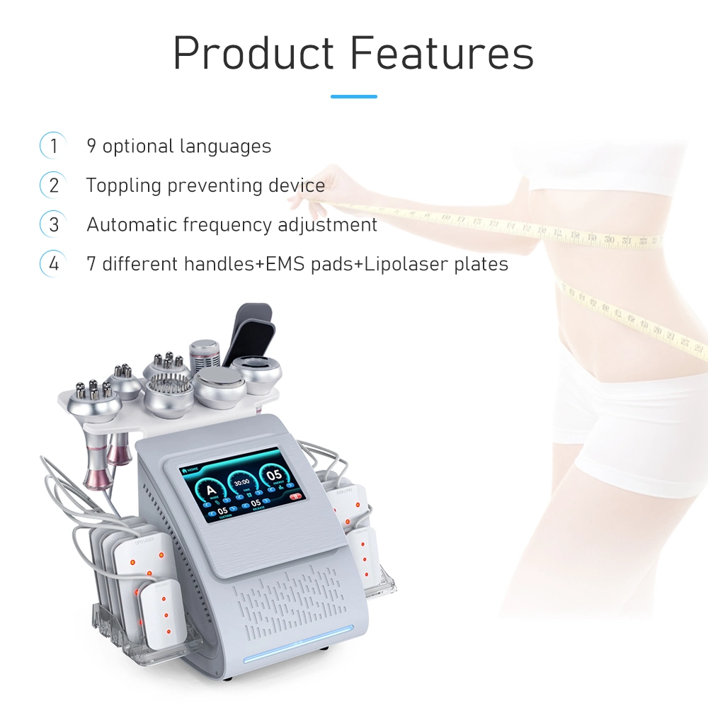 Multifunctional Lipolaser Body Slimming RF Bio Lipo Laser Removal Vacuum 9 In1 Ultrasonic 80K Cavitation Therapy Machine with Radio Frequency