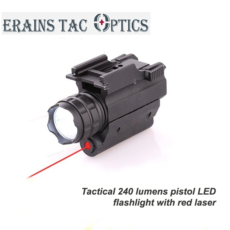 Tactical 250 Lumens Aluminium Compact Weapon Red Laser with Strobe LED Torch Flashlight