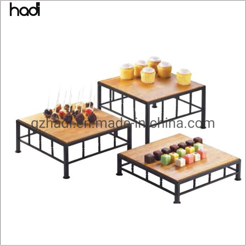 Restaurant Suppliers Table Top Food Stand Party Display Food Display Buffet Elevations Riser Modern Oak Wood Buffet Risers and Stands Set for Sale