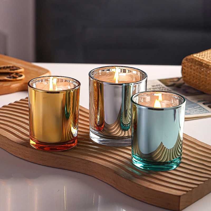 Luxury Electroplating Colors Glass Candle Jar Glass Candle Making Holder