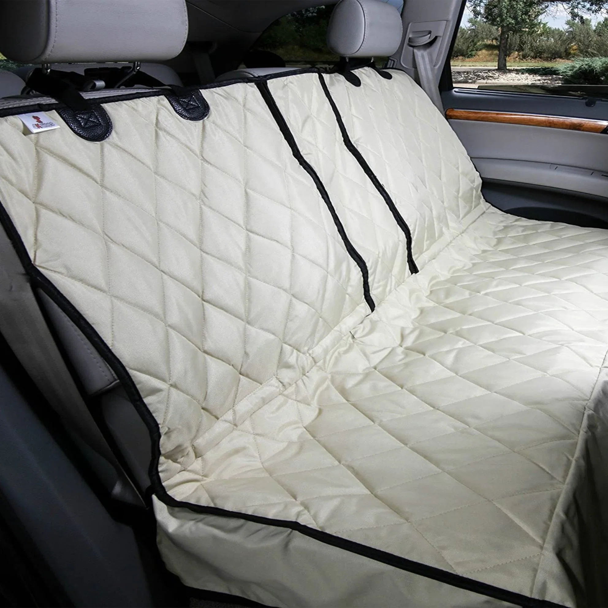 Dog Seat Cover Without Hammock Fold Down Seat and Middle Seat Belt Capable