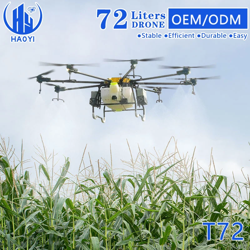 Haoyi New Stock Waterproof Water Spray Irrigation Fumigation 75kg Agri Agro Mini Agricultural Sprayer Drone Uav with High Pressure Nozzle