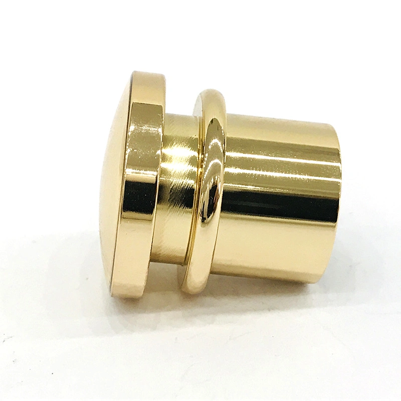 Tampa de Metal Zamak para Frasco de Perfume de Luxo com Acabamento Dourado Polido.