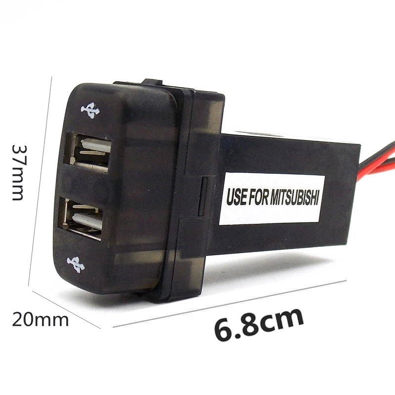 Port USB double Twin adaptateur de prise 5V 4.2A Chargeur de voiture de puissance pour Mitsubishi grandis Lancier Eclipse Galant Pajero Endeavour