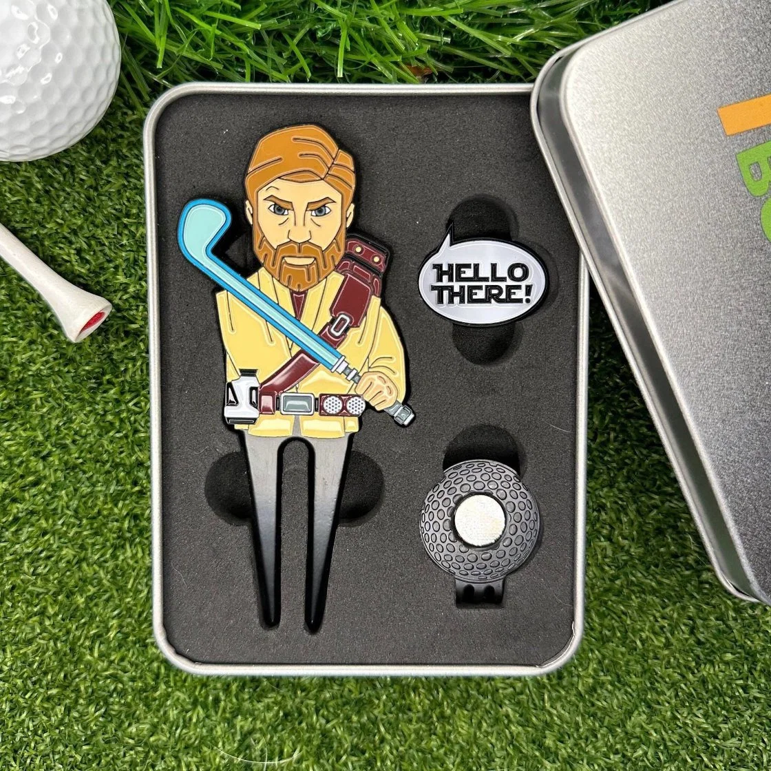 Golf Ball Lawn Tool with Metal Box Creative Fun Ball Marker