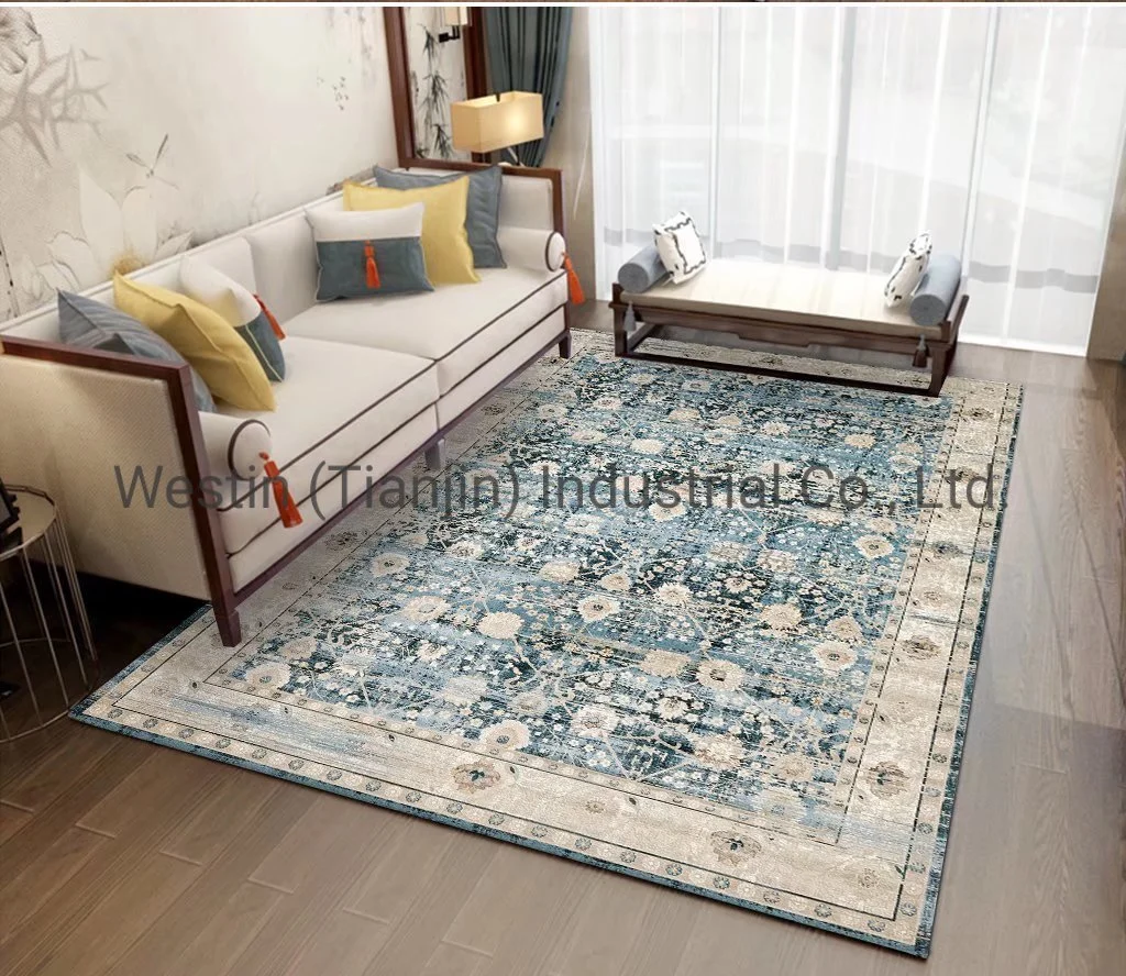 Polyester Washable Non Slip Canvas TPR Backing Soft Persian Carpet Traditional Rug Polyester 3D Printed Carpet for Livingroom