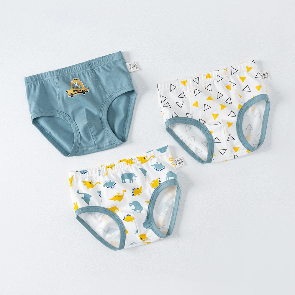 Boys Cotton Briefs Breathable Stretch Baby Cartoon Children's Shorts Three-Piece Underpants