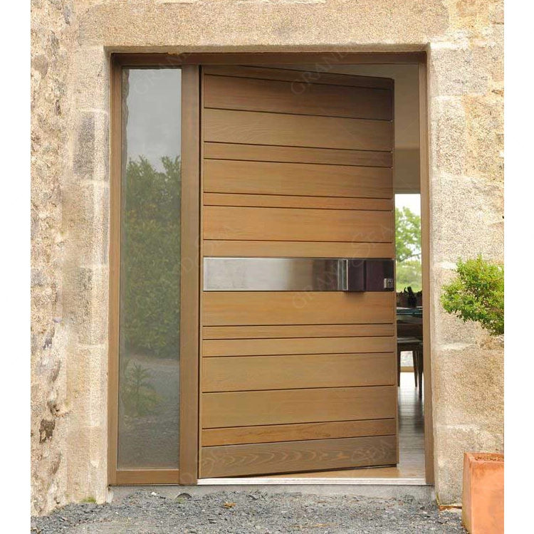 Villa australiana de diseño italiano Gran exterior de lujo Entrada moderna Puerta de pivote de madera sólida de entrada
