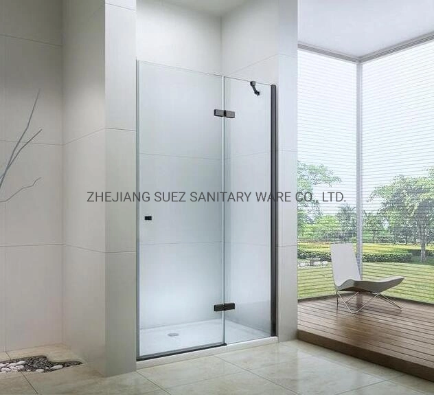 Simple Solution for Bathroom Decor. 1-Shaped Shower Doors Shower Room110*190cm, Hinged Door Open with Black Finished CE Fine