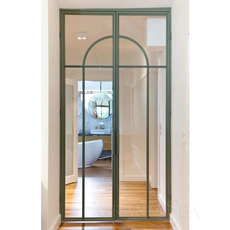 Modern Design Decorative Design Glass Wrought Iron Steel Metal Front French Doors and Windows Price New Me