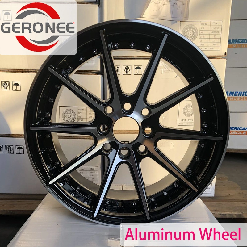 New Design Flow Formed Forming Alloy Wheels Aluminium Magnesium Rim Black 15*6.5 15X6.5 Et 30 Multi Spokes PCD 8*100*114.3 CB 67.1