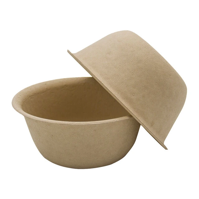 Wholesale/Supplier Customization Natural Brown Biodegradable 500ml Bamboo Fiber Soup Paper Bowl Disposable Bamboo Fiber Round Bowl