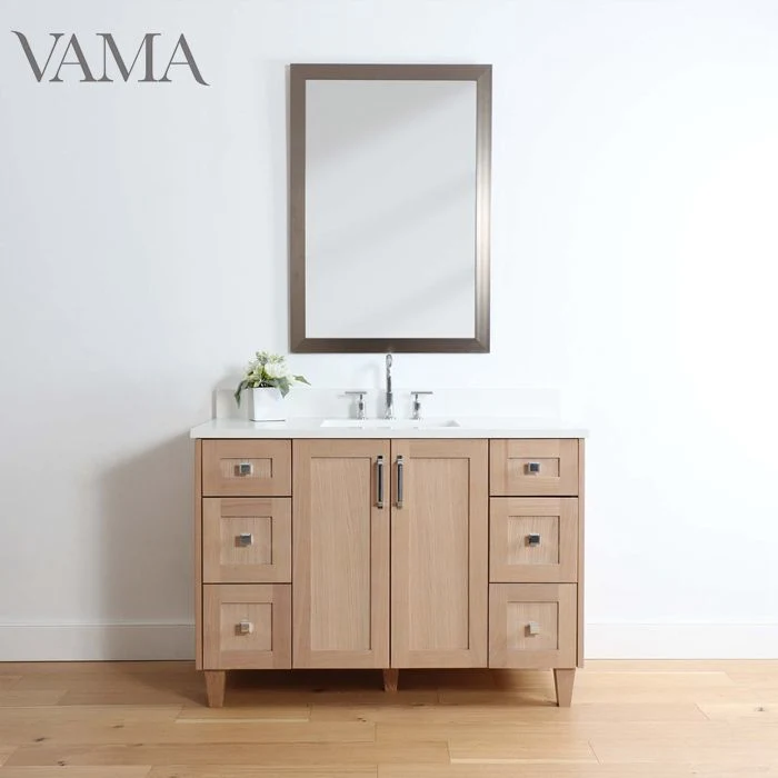 Vama 48 Inch Modern Hot Selling Floor Standing Solid Wood Cabinet Quartz Table Top Bathroom Vanity From China Suppliers A220648
