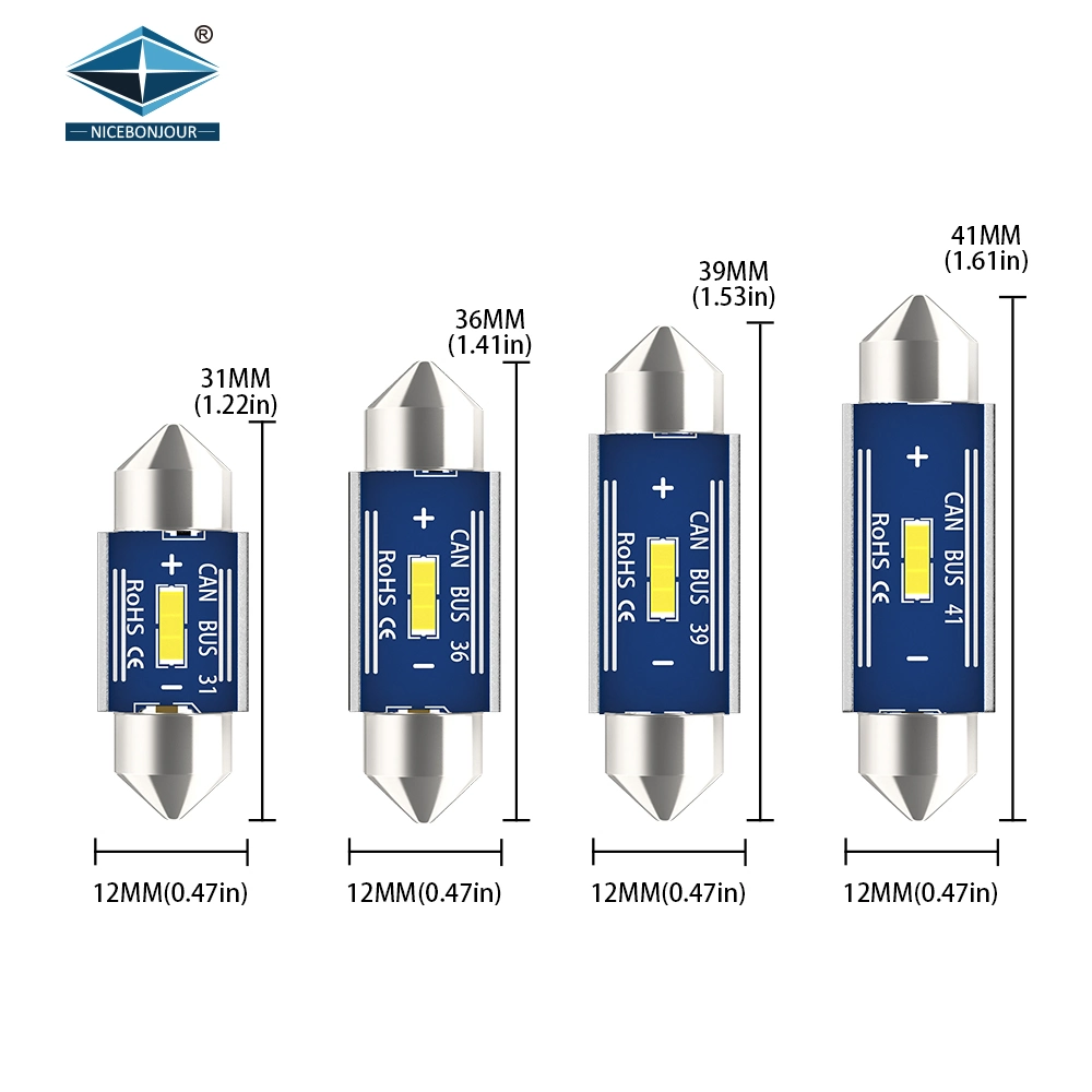 31mm 36mm 39mm 41mm C5W C10W Canbus LED sem erro da lâmpada do teto interior do carro