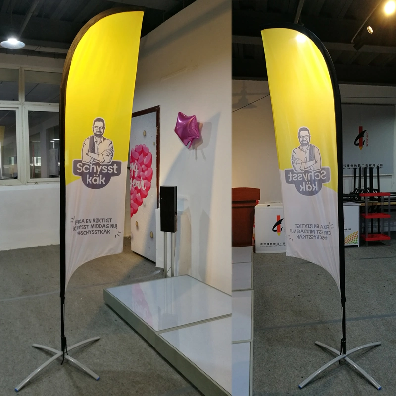 60*240cm 110GSM Knitted Polyester Printed Custom Feather Stand with Base Beach Flag