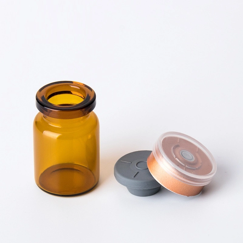 8ml Stock Amber Glass Lab Vials-2-1/2 DRAM with Plastic-Aluminum Flip Caps and Rubber Stoppers