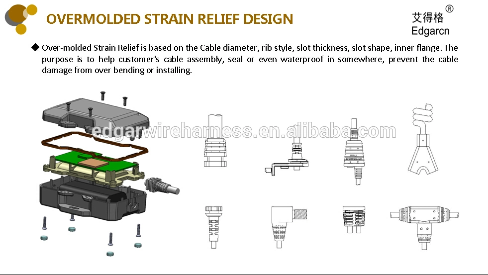 Strain Relief Molded Cable PVC Material Waterproof IP67 Application for Truck GPS Control Box