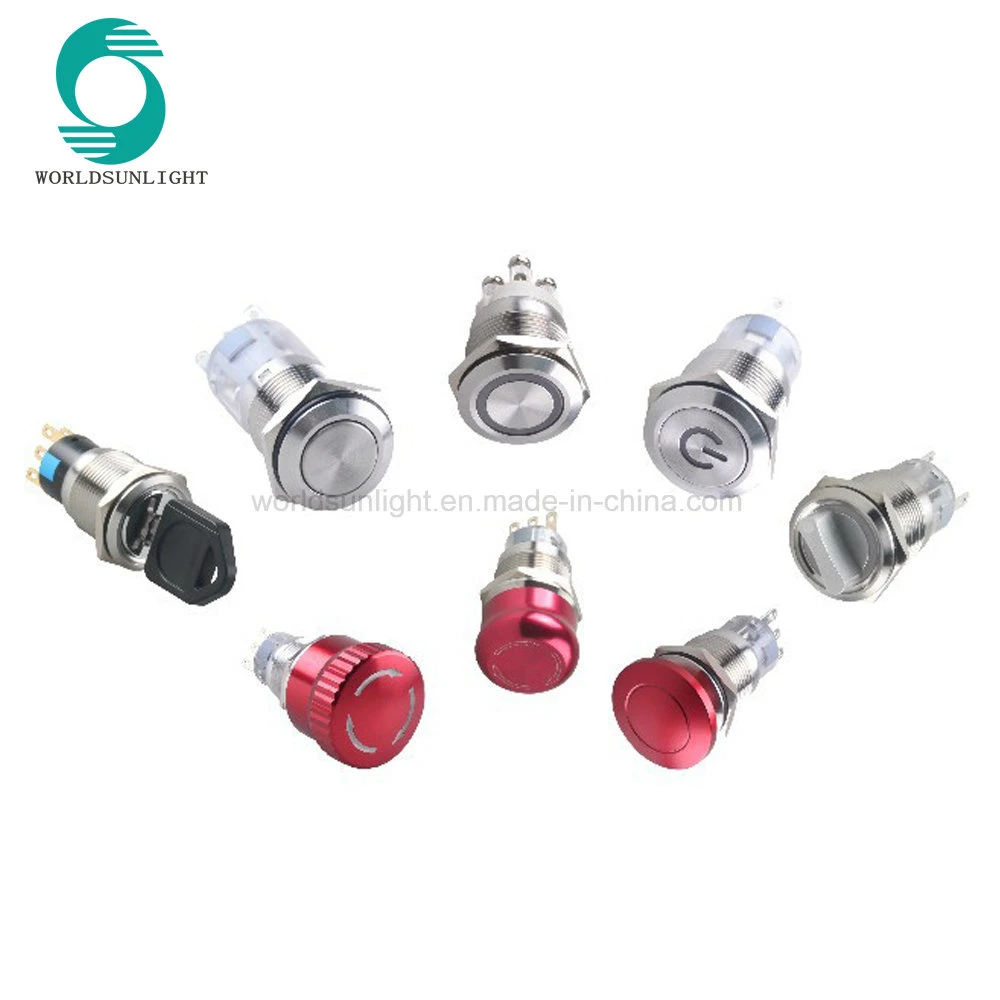 19mm 2 Pins 1no Ball Dome Head Short Body Type Reset Non-Illuminated Metal Push Button Switch