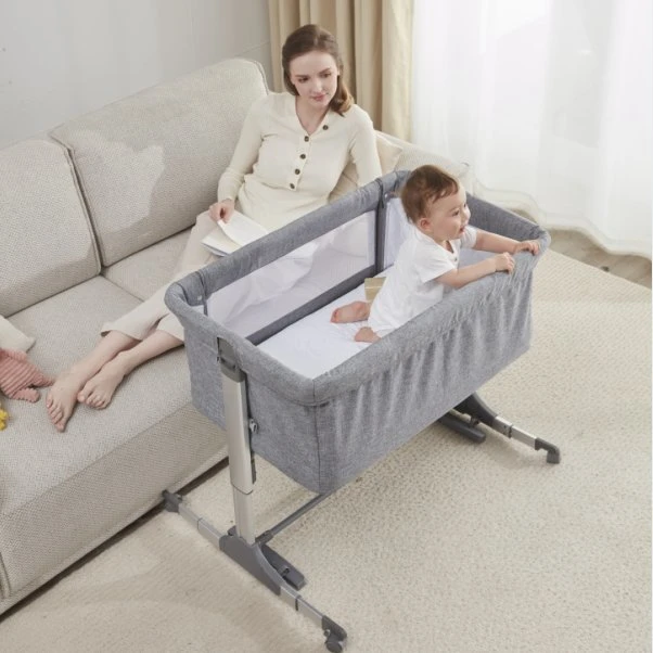 Baby Easy Folding Bedside Sleeper Crib with Storage Basket