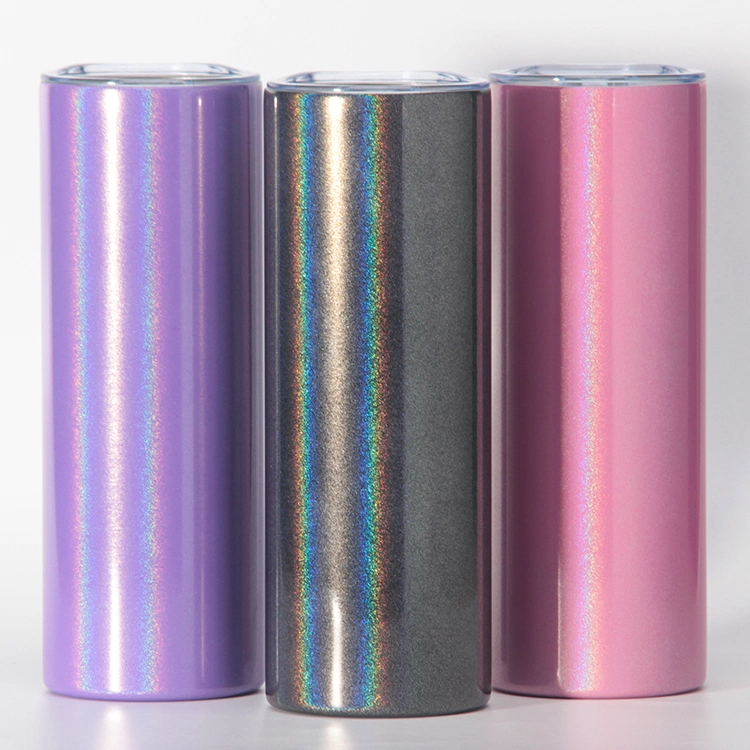 25PCS Mixed Colors Rainbow Glitter Stainless Steel Cup Sublimation Blank Straight Tumbler