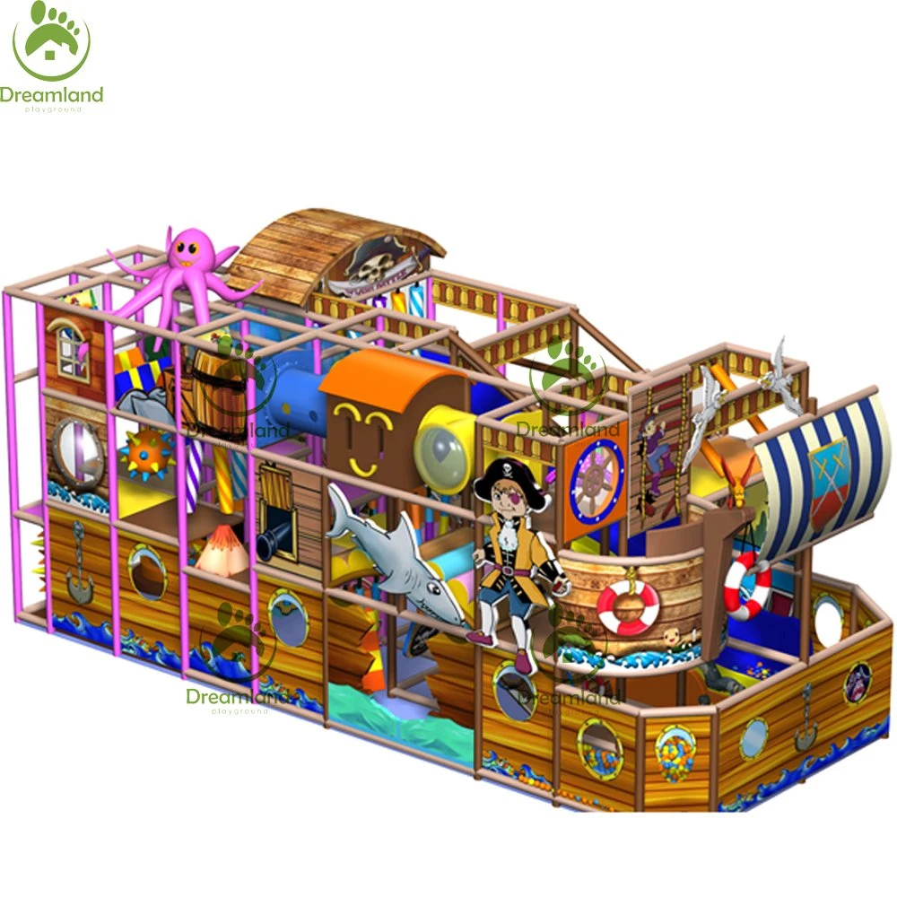 Profesional barato Seguro plástico imaginación niños Pirate Ship Big Fast Restaurantes de comida Zona de juegos cubierta para la venta