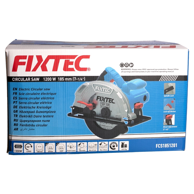 Fixtec Power Tools 1200W Portable Corded Electric Circular Saw for Wood Cutting