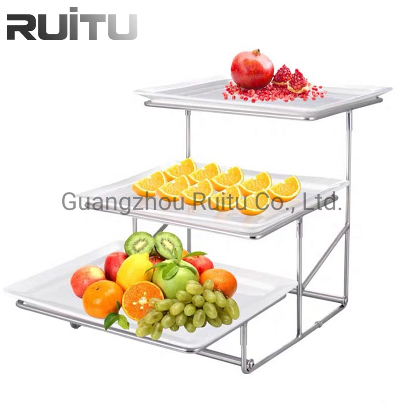 Banquet Home Catering Buffet Food Salt Holder Mixer Serving Containers Server Bowls Set with Stands Luxury 3 Tier Ceramic Fruit Salad Bowls Display Stand