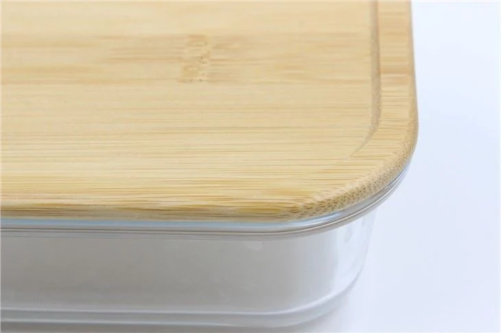 Eco-Friendly Design Glass Storage Container Glass Food Container with Bamboo Wooden Lid