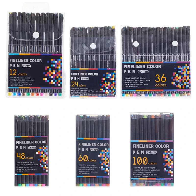 12/24/36/48/60/100 Color Office Supply Art Drawing Fineliner Color Pen