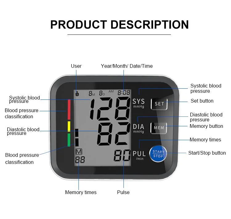 Tipo de brazo plena Tensiómetro electrónico automático