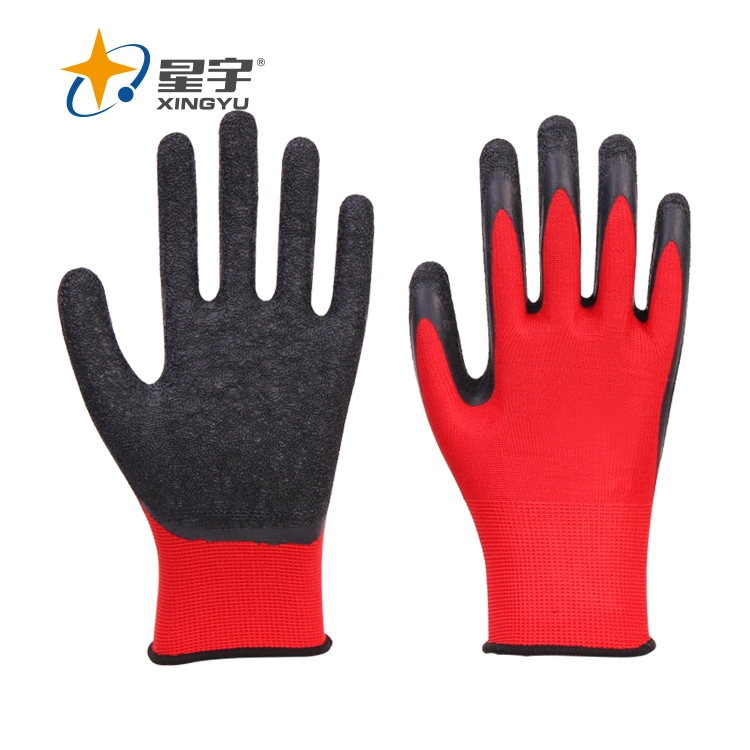 Xingyu Polyester Latex Crinkle Gloves/Garden Gloves/Hand Gloves with Great Grip