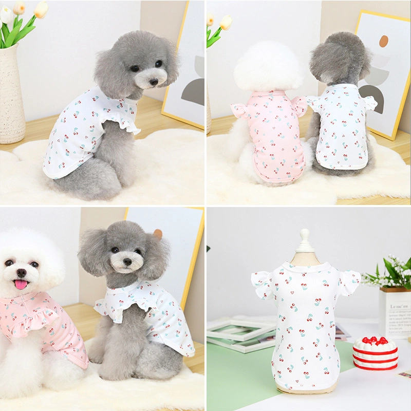 Pet Products New Puppy Dog Clothes Lace Sleeve T-Shirt Small and Medium-Sized Dog Toy Poodlebrand Clothes Pomeranian Spring and Summer Clothing