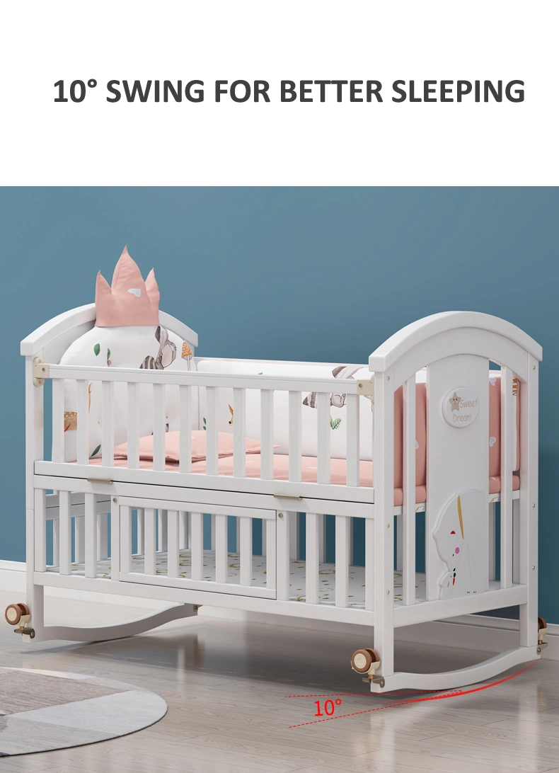 5 in 1 Solid Wood Baby Crib Cot Convertible Furniture Sets for Sale