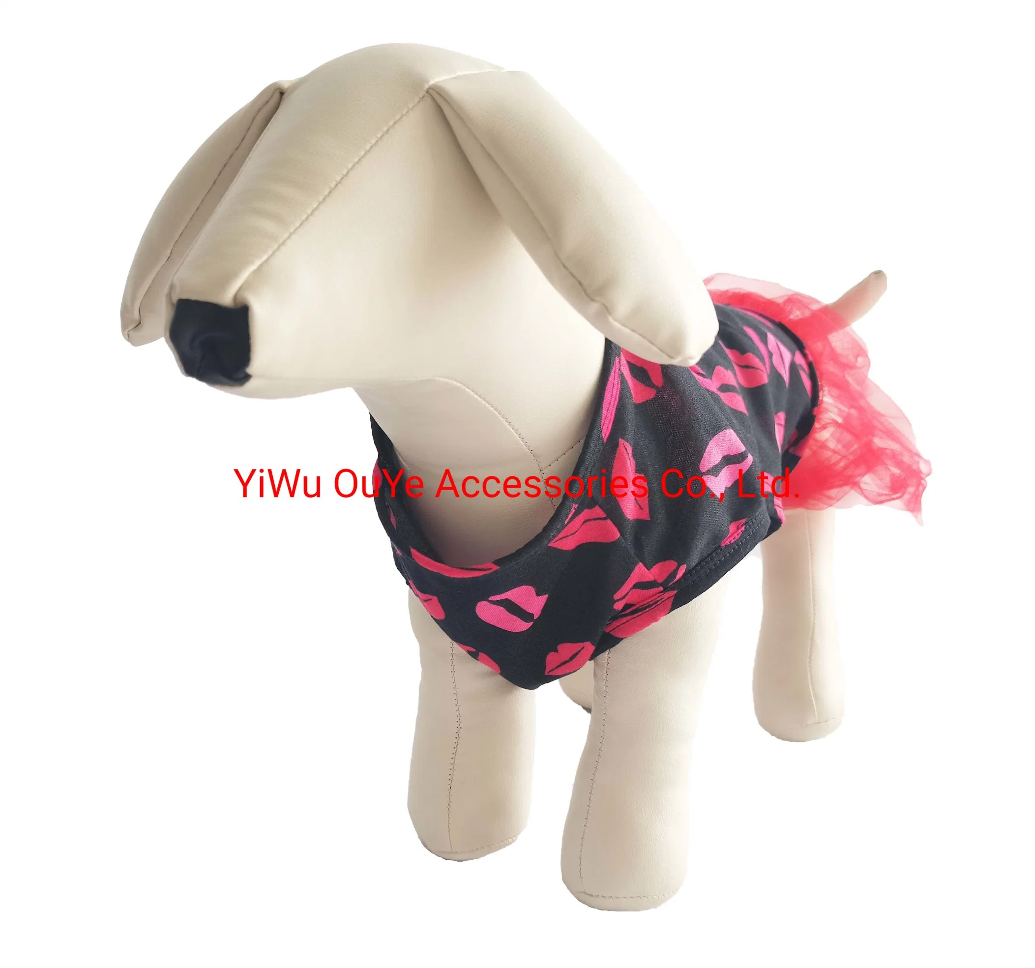 Fashion Valentine Kiss Dress Peplum Light-Weight Printing Dog Summer Vest Apparel Pet Clothes