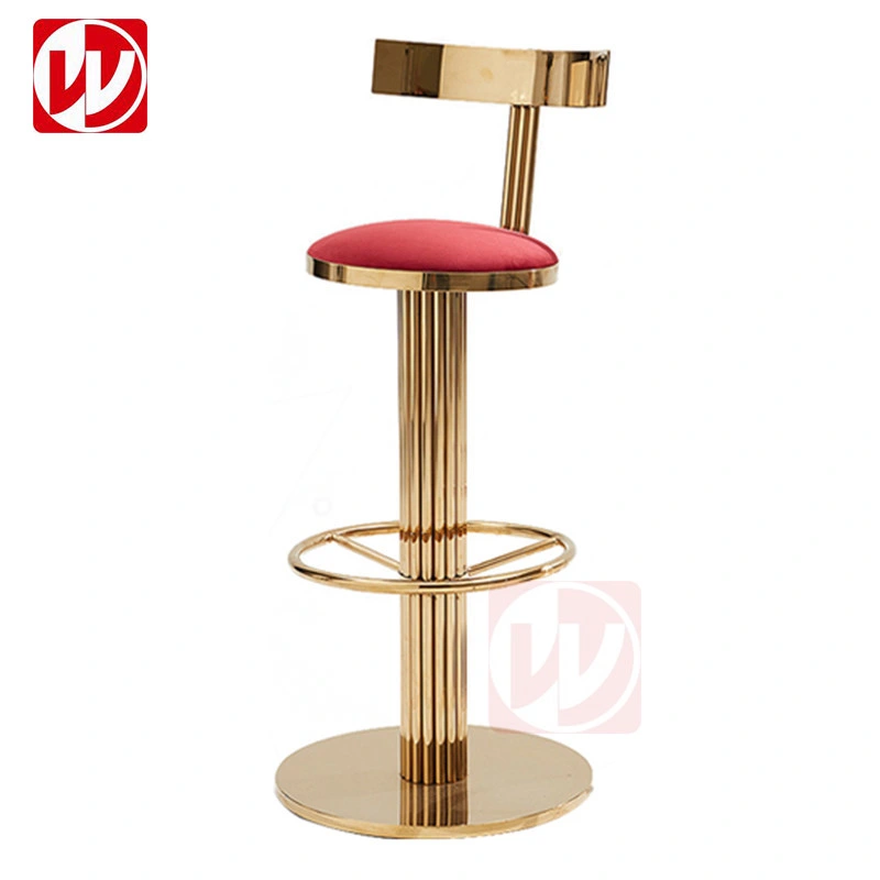 Modern Bar Furniture Gold Steel Kitchen Chair Red Lether Luxury Stainless Steel Nordic Velvet Bar Chair