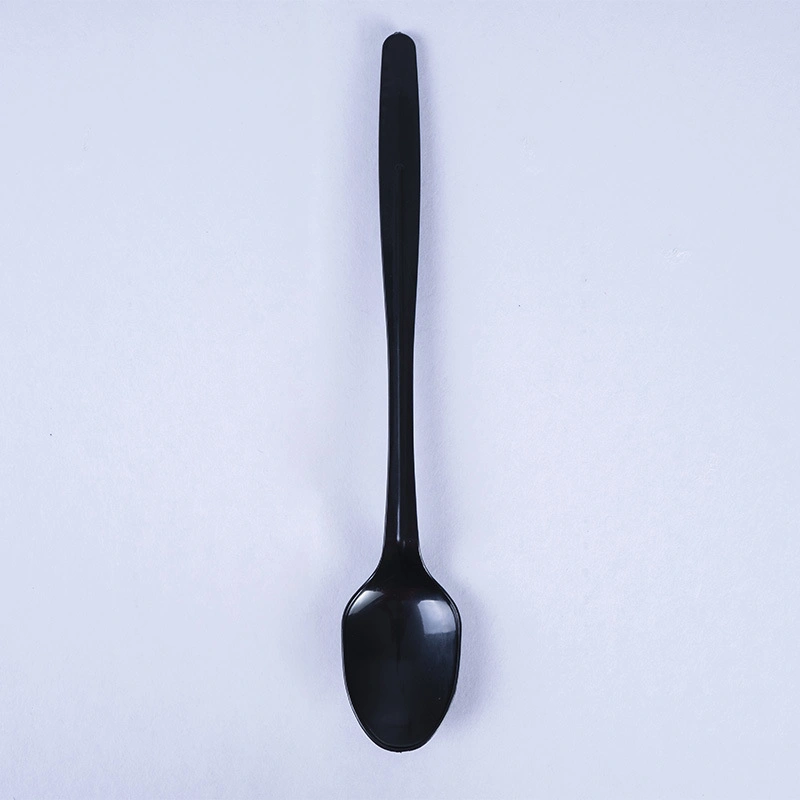 Custom Disposable Plastic Cutlery Burning Fairy Grass Spoon Creative Black and Yellow Packaged Meal with Long Handle Spoon (SX-706)