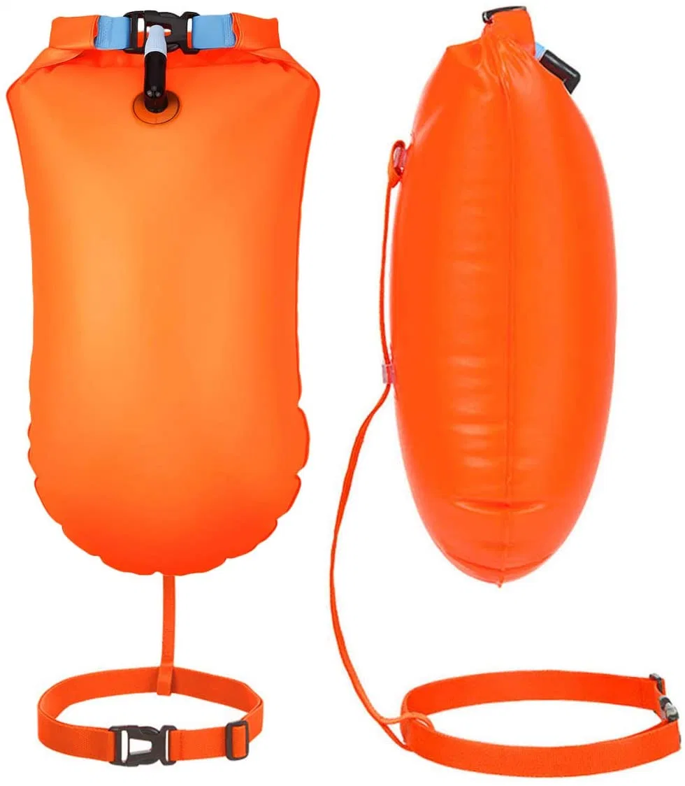 20L Waterproof Swim Bouy with Storage Space Inflatable Dry Bag Bright Color Swim Safety Float for Open Water Swimmers