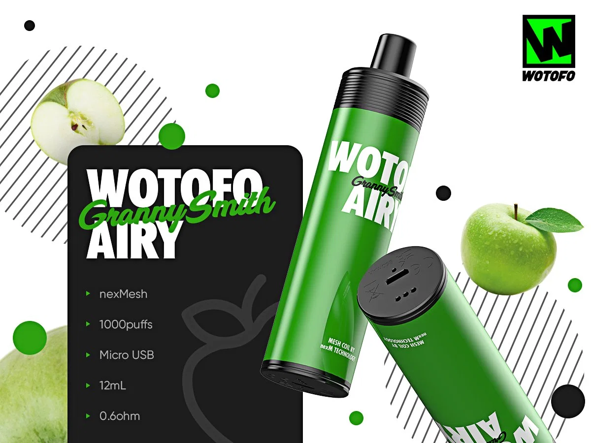 Wotofo Airy Shisha Pen Smoke Elf E cigarette Big Vapor 1000 Vipe jetable à barre de papier