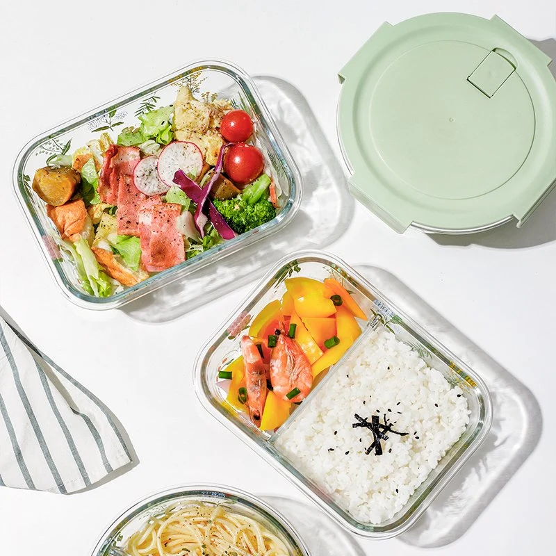 Small Fresh Glass Fresh-Keeping Box Lunch Box with Cover Home with Sealed Bento Box High Temperature Preservation Bowl