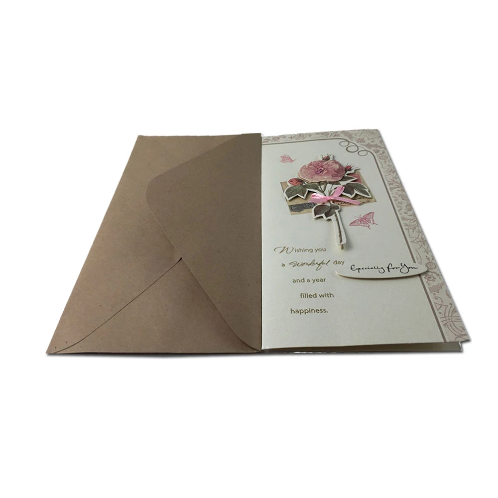 Custom Handmade New Year Card Designs Top Sale Wedding Invitation Card Happy Birthday Cards with Envelope